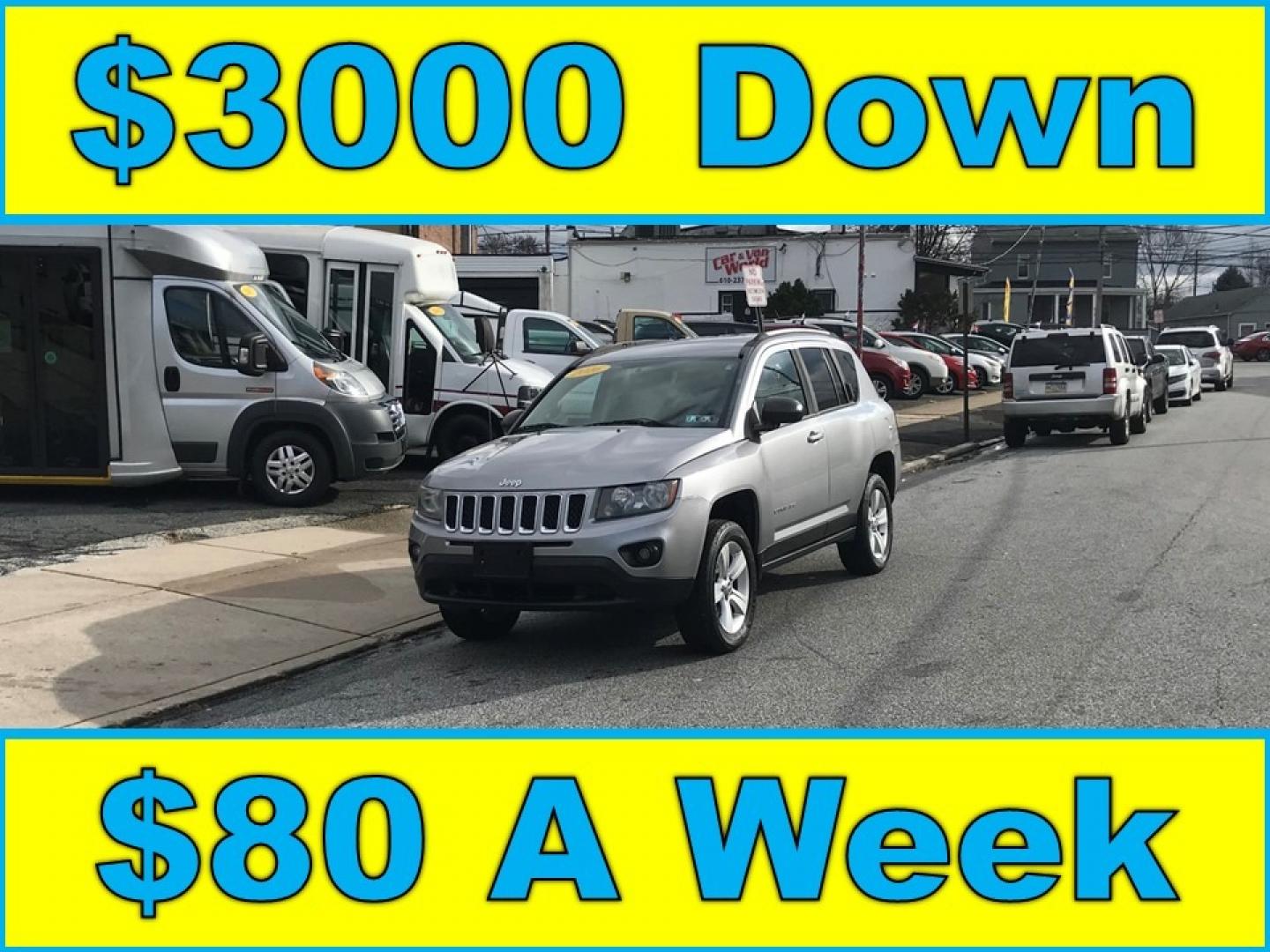 2016 Silver /Gray Jeep Compass Sport (1C4NJDBB8GD) with an 2.4 V4 engine, Automatic transmission, located at 577 Chester Pike, Prospect Park, PA, 19076, (610) 237-1015, 39.886154, -75.302338 - Photo#0